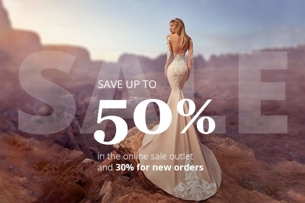 Discounts up to 50 percent on bridal and evening dress