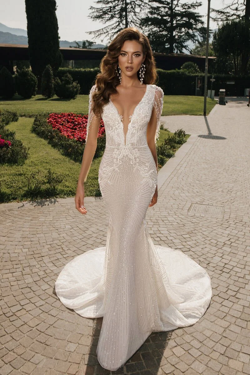 gray evening dress Sexy Beaded V Neck Grey Long Formal Dress