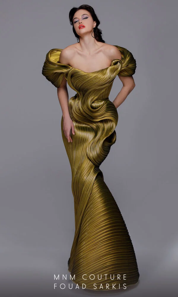 fouad sarkis gold dress Gold Mermaid Prom Dresses For Black Girls Spaghetti Zipper Back Sweep –  formalgowns main image 0