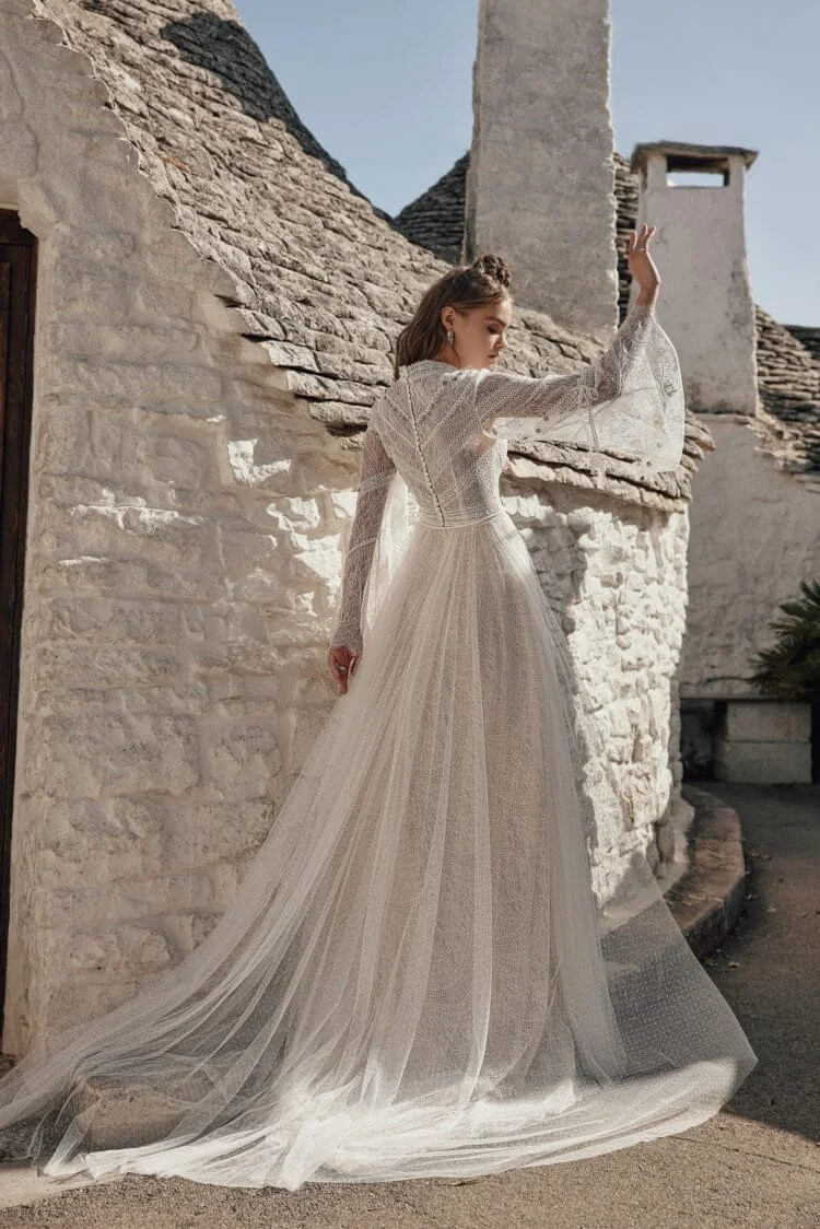 crystal lace wedding dress Basque-Waist Ball Gown With Crystals