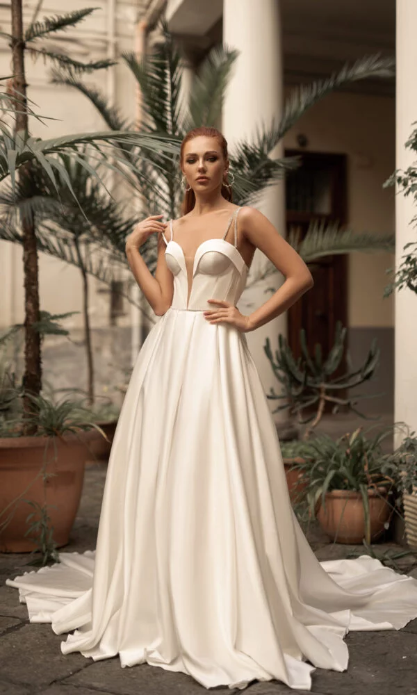 sachin and babi light blue dress Minimalist Wedding Gowns main image 0