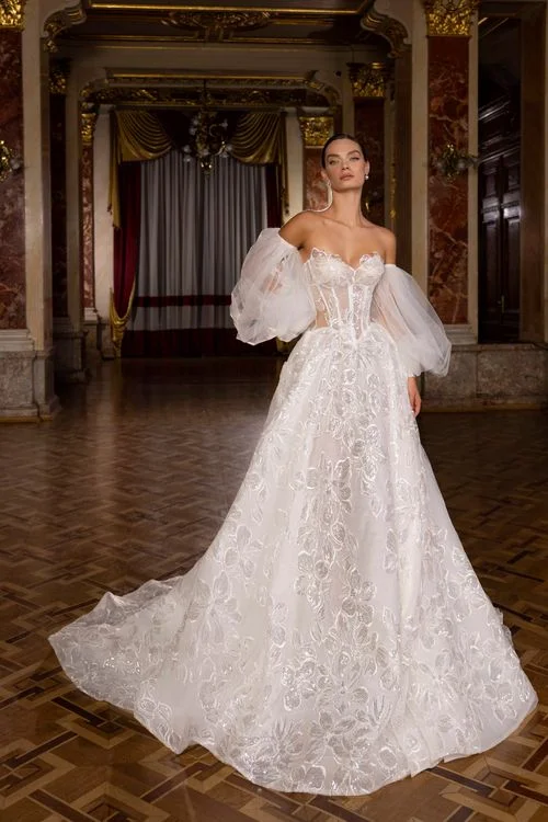 Enola wedding dress by Nomes. Shop online & schedule a fitting at Ana Koi Bridal